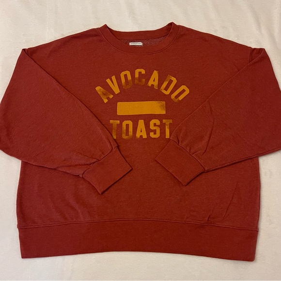 American Eagle Outfitters Dark Orange Sweatshirt with Yellow Print - Picture 2 of 5